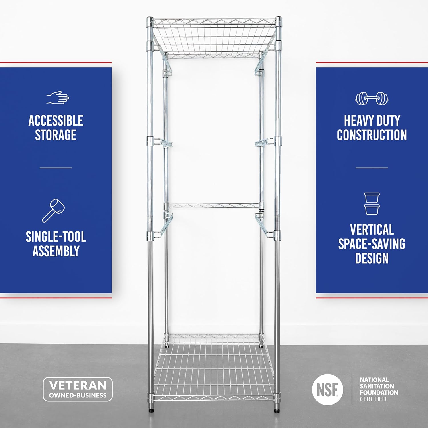 SafeRacks 5-Tier Steel Tote Rack WS-BR27 - Maximize Space, Declutter, NSF Certified, Bin Storage for Garage, Pantry, Kitchen, 31" x 23" x 68" (Silver, 1 Pack)