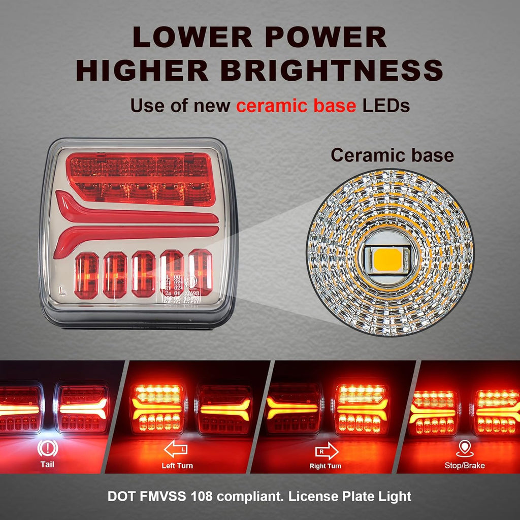 Agrieyes Wireless Trailer Lights, Magnetic LED Trailer Light Rechargeable, Portable Tow Lights Kit for Trucks, Wrenker, Boat, RV, Caravan, DOT Compliant