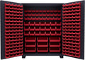 Jamco Tool Storage Cabinets with Bin Mounts, Model DE, Includes 230 Bins, 60-Inch W x 24-Inch D x 78-Inch H, Red Bins