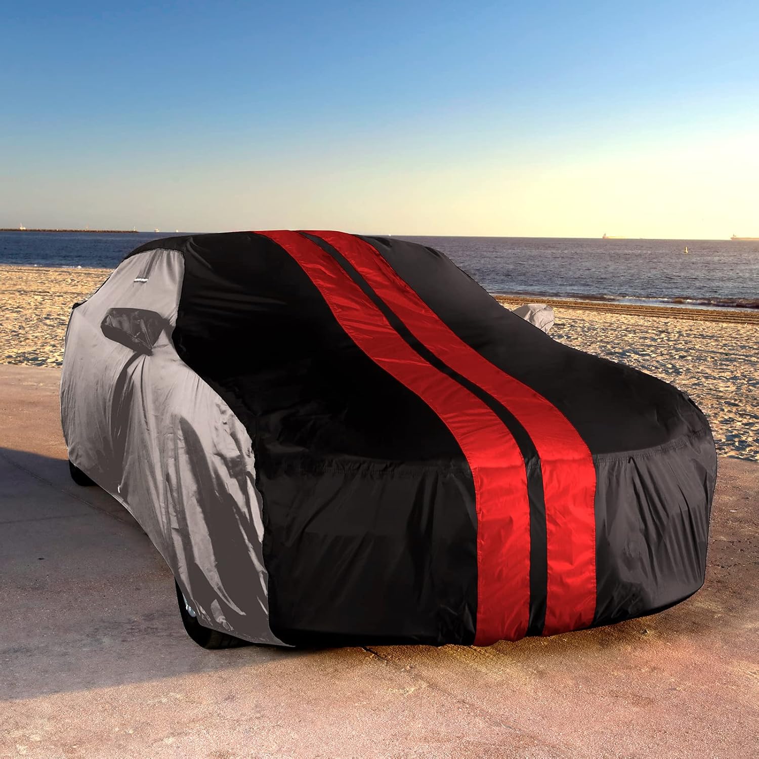 iCarCover Custom Car Cover Compatible with Mustang 1979-2004, Waterproof All Weather Rain Snow UV Sun Protector Full Exterior Indoor Outdoor Car Covers, Tribe (Gray/Black)