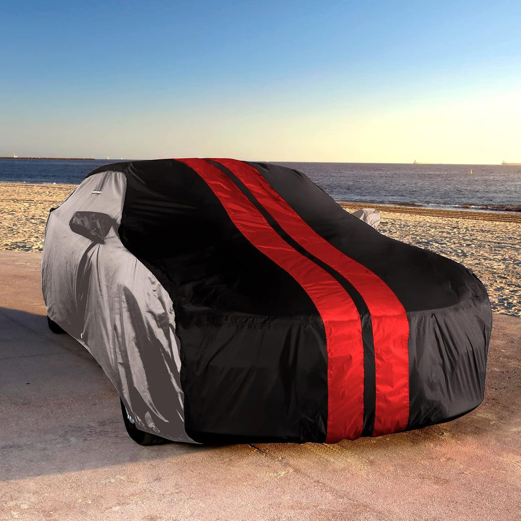 iCarCover Custom Car Cover Compatible with Challenger 2008-2024, Waterproof All-Weather Rain Snow UV Sun Protector Full Exterior Indoor Outdoor Car Covers, Tribe (Gray/Black)
