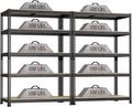 2 Packs 35.5" W x 16" D x 71" H Adjustable Garage Storage Shelves - 5-Shelf Heavy Duty Shelving Unit, Metal Utility Storage Organizer Racks for Warehouse Pantry Closet Kitchen, Black
