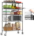 Wire Shelving with Wheels, 48x18x72 Inch, 3000 Lbs Storage Shelves Heavy Duty, Commercial-Grade Adjustable Utility Shelf, NSF-Certified Metal Storage Rack with Shelf Liners, 5-Tier, Matte Black