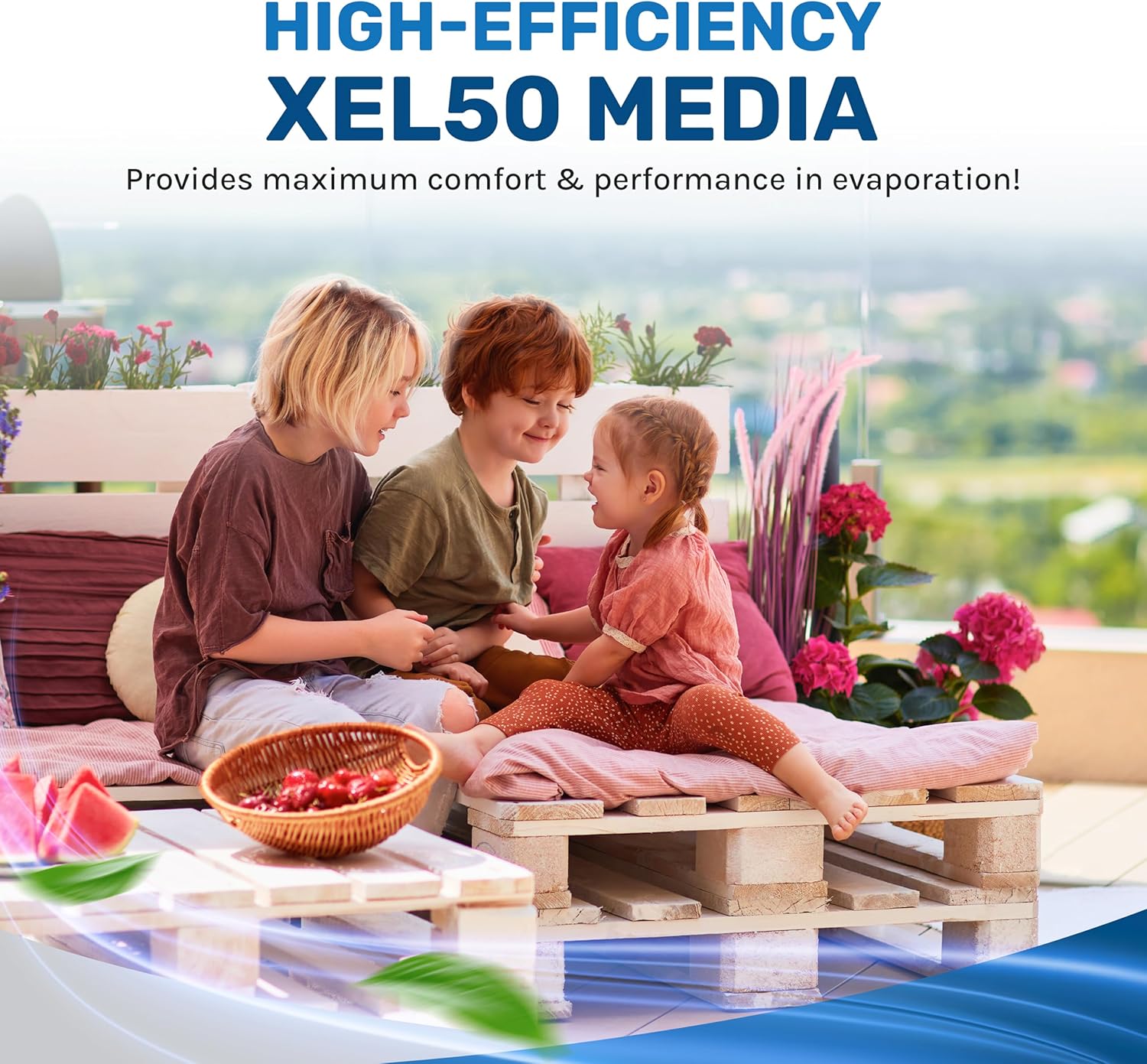 Portable Swamp Coolers - 1300 CFM MC18M Evaporative Air Cooler with 2-Speed Fan, 53.4 dB - 500 sq. ft. Coverage Evaporative Air Cooler Portable High Velocity Outdoor Cooling Fan by Hessaire - White