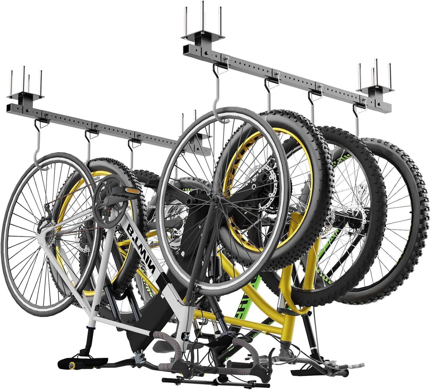 640Lbs Ceiling Mounted Bike Rack, Bike Storage Rack with 8 Adjustable Hooks, Indoor Metal Bike Rack Hanger Storage, 2pcs Set Bike Racks for Home and Garage, Up to 8 Bikes