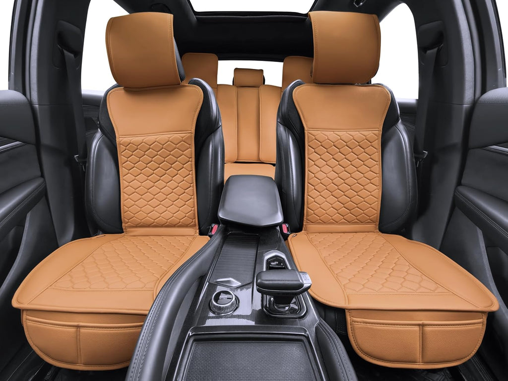 Elantrip Car Seat Cover Full Set Leather Car Seat Protector Universal fit for Most Cars SUVs and Trucks Water Proof Front and Rear Seat Protector Whiskey Color