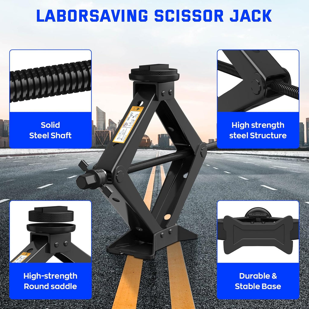 Car Jack Kit for BMW & MINI, 2.5 Ton Scissor Jack for BMW Vehicle with 2PCS Jack Pad, Portable Tire Changing Kit Compatible with B-M-W 1-3-5-7 Series, X-Series