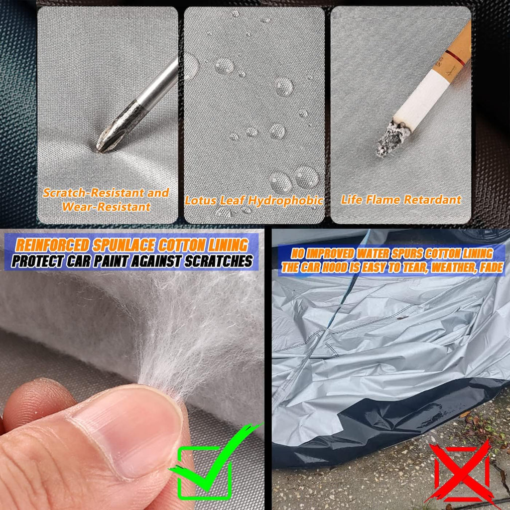 Breathable New Material, Waterproof Car Cover, Locks and Zipper Doors, Sunscreen Waterproof UV Prevention Snowproof Wind and Windproof,Suitable for Indoor Outdoor,for Pickup 198"-220",B7