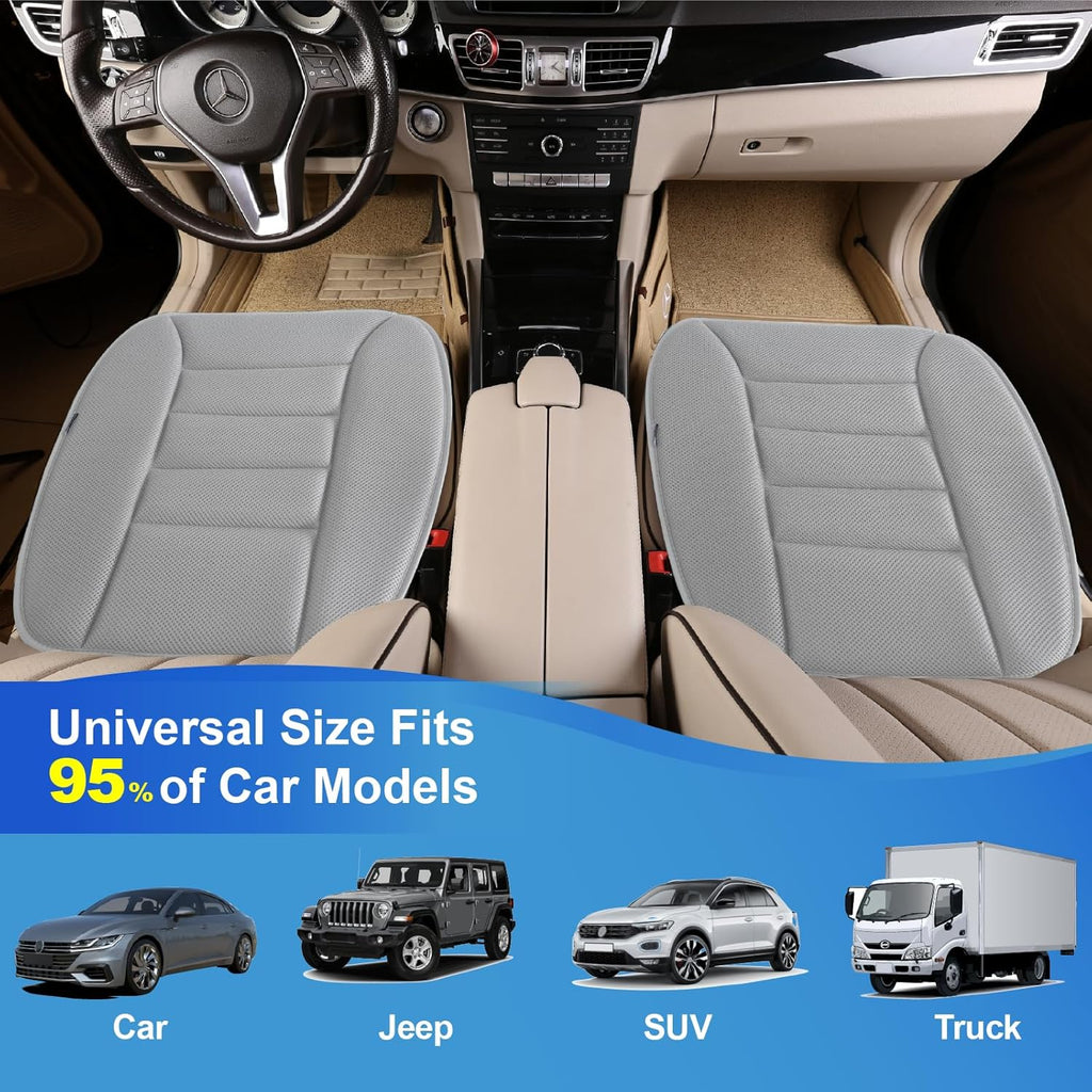 Premium Car Seat Cushion, Driver Cushion with Comfort Memory Foam & Non-Slip Rubber Bottom, Car Seat Pad Works with 95% of Vehicles and Office Chair or Home - 4D Gray