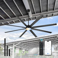 96-Inch Industrial Ceiling Fan with Lights and Remote - Extra Large Indoor/Outdoor Fan with 8 Aluminium Blades,Smart Fan Works with Voice Control,Model:ZCCF04BK-96