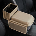JEYODA Upgraded Car Armrest Cover,Premium Leather Car Armrest Cover Cushion with Storage Holder, Caddy for car (beige)