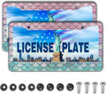 License Plate Frame Holder Pink License Plate Frames for Women Ombre Mermaid Scales Women Aluminum Metal Car Accessory 2 Pack with Screw Covers Set