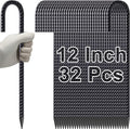 VVOKGO Rebar Stakes 12 Inches J Hook Heavy Duty Chain Link Fence Stakes, 32 Pcs Metal Long Tent Spikes Ground Anchors for Wire Fencing, Dogs Digging, Camping Tents, Swings, Greenhouse, Black