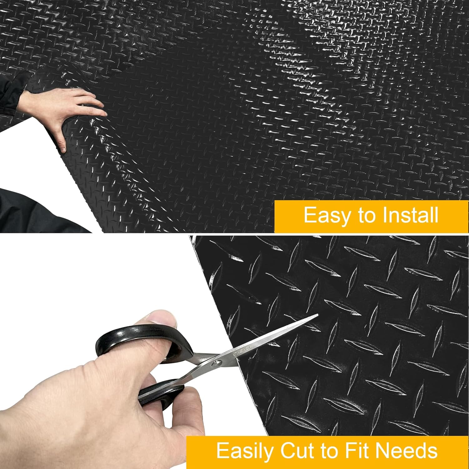 7.5x25 FT Garage Floor Mat, 2.8mm Thicked Flooring Roll 188 sqft Diamond Plate PVC Rubber Trailer Mat, Non-Slip Floor Protector Mat for Garage Warehouse Gyms Boats