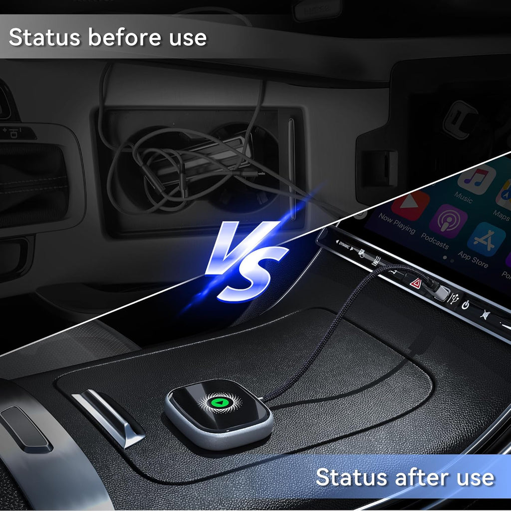 Wireless CarPlay Adapter, Wireless Car Screen Adapter for iPhone-Easily Upgrade Wired CarPlay to Unwired Connectivity, Includes USB-A to USB-C Dongle, Plug & Play for iPhone (iOS 10 and Above)