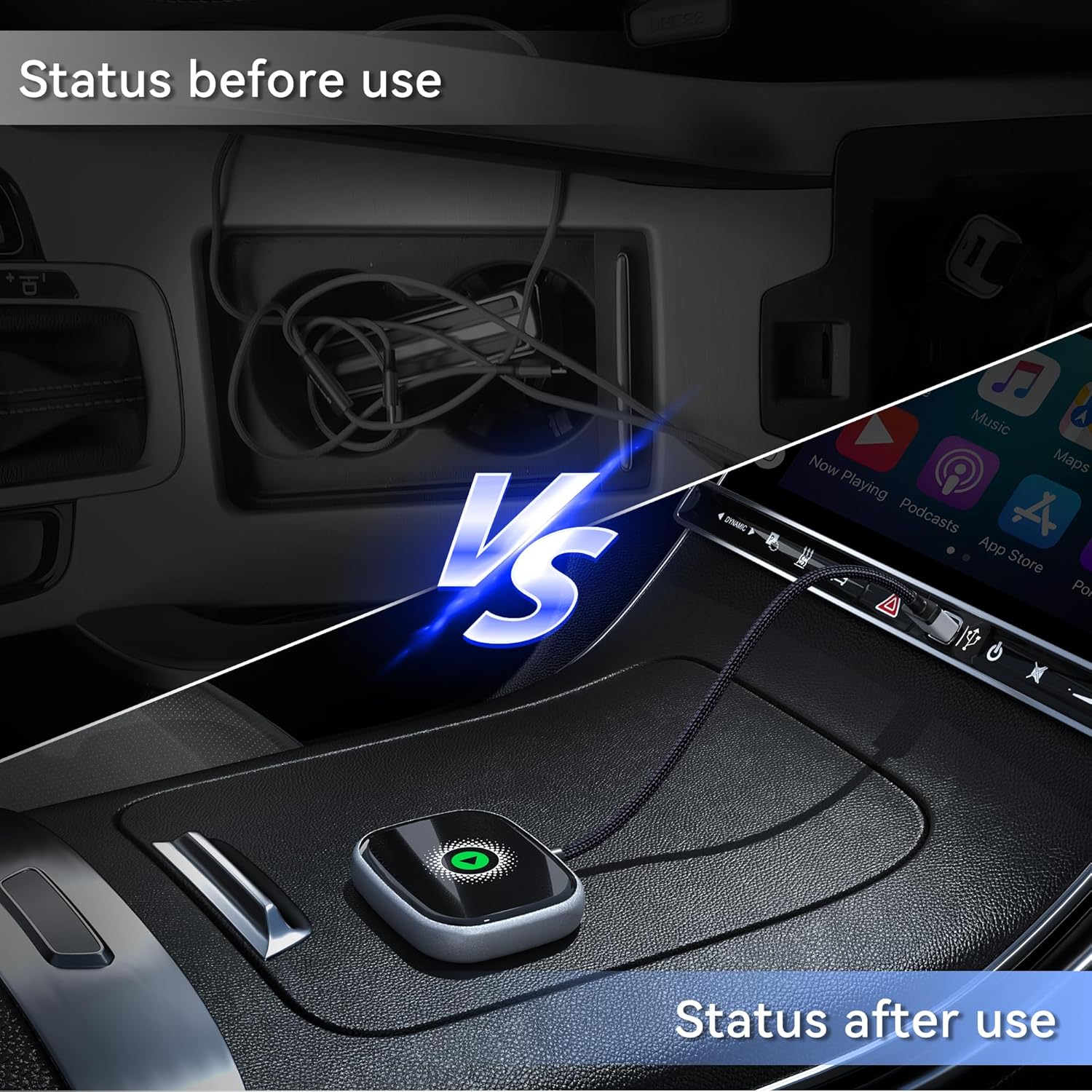 Wireless CarPlay Adapter, Wireless Car Screen Adapter for iPhone-Easily Upgrade Wired CarPlay to Unwired Connectivity, Includes USB-A to USB-C Dongle, Plug & Play for iPhone (iOS 10 and Above)