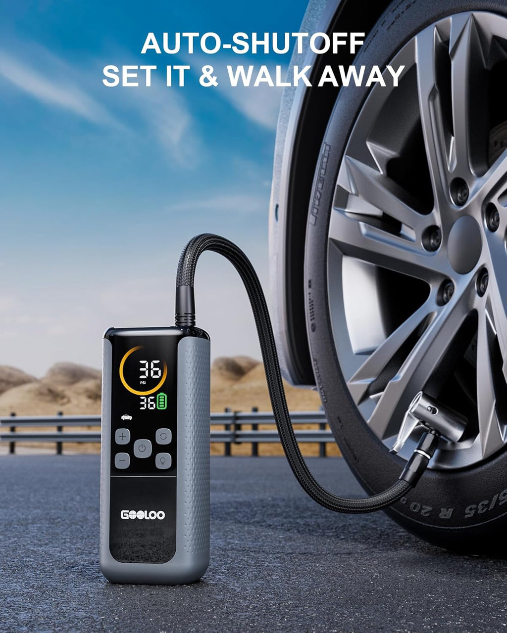 GOOLOO GT160 DUAL Tire Inflator Portable Air Compressor, 4X Faster Dual Cylinder & Upgraded Color LED Screen Portable Air Pump for Car Tires, Auto Shut-off Electric Bike Tire Pump with Pressure Gauge