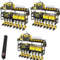 3 Pack Power Tool Organizer Wall Mount with Charging Station, 8 Outlet Power Strip & 4 Layers Storage Rack with 8 Drill Holders for Cordless Tools, Heavy Duty Utility Racks for Garage Workshop
