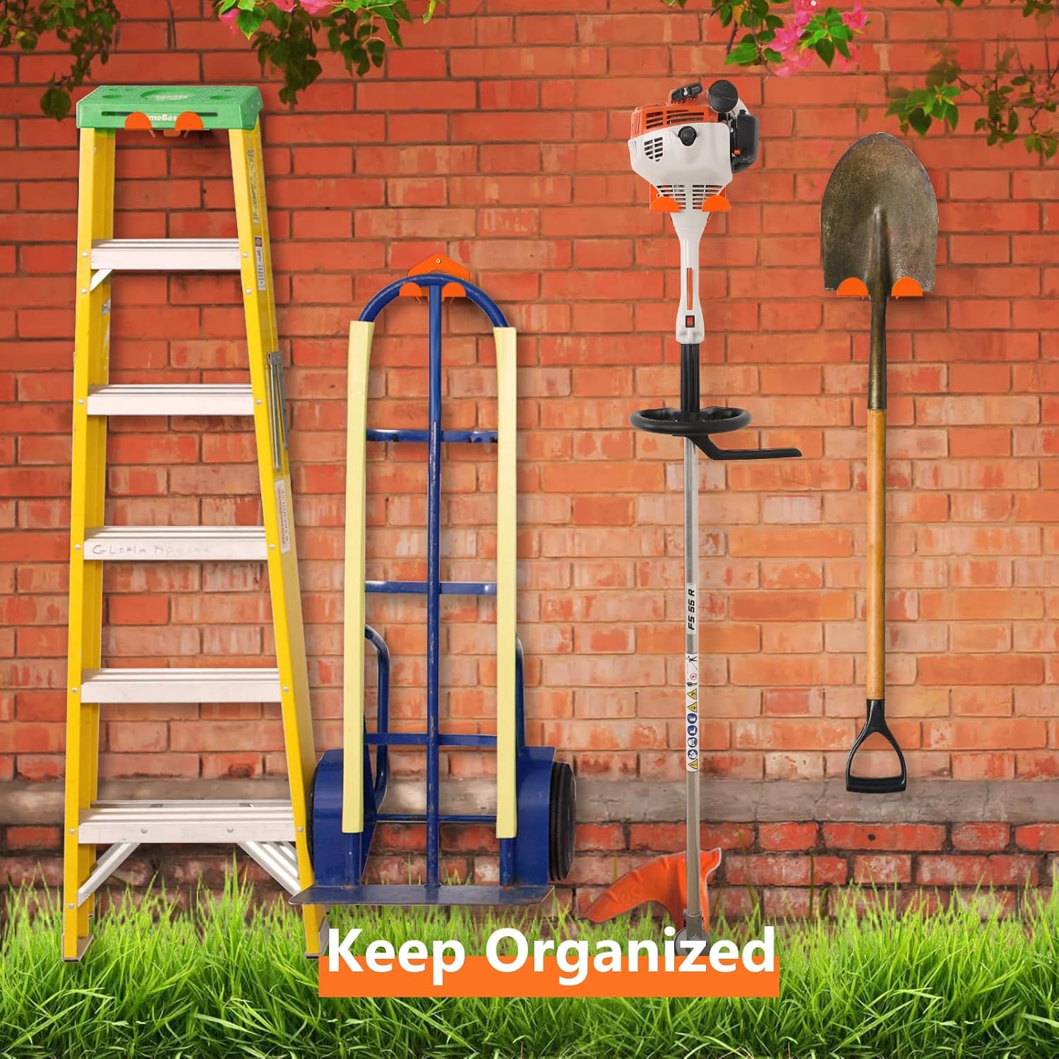 Weed Eater Hanger, Garage Organization Wall Hanger, Weed Eater Holder Heavy-Duty String Trimmer Rack for Hedge Trimmer, Garden Tools, Garage, 1 Pack