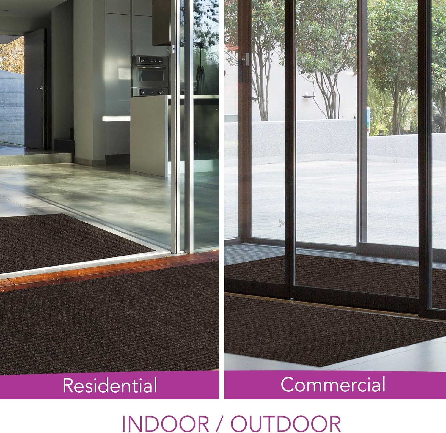 iCustomRug Spartan Weather Warrior Indoor/Outdoor Utility Ribbed Carpet Runner with Non-Slip Thermoplastic Rubber Backing, 3ft X 48ft in Brown