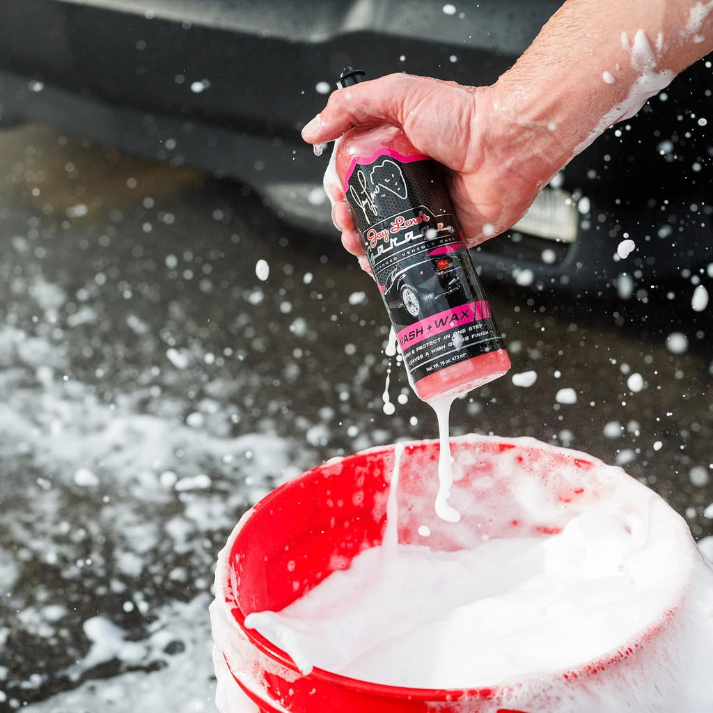 Jay Leno's Garage Basic Car Detailing Bucket Kit - Sprays, Liquids, Microfiber Towels, Applicators and Wash Mitt