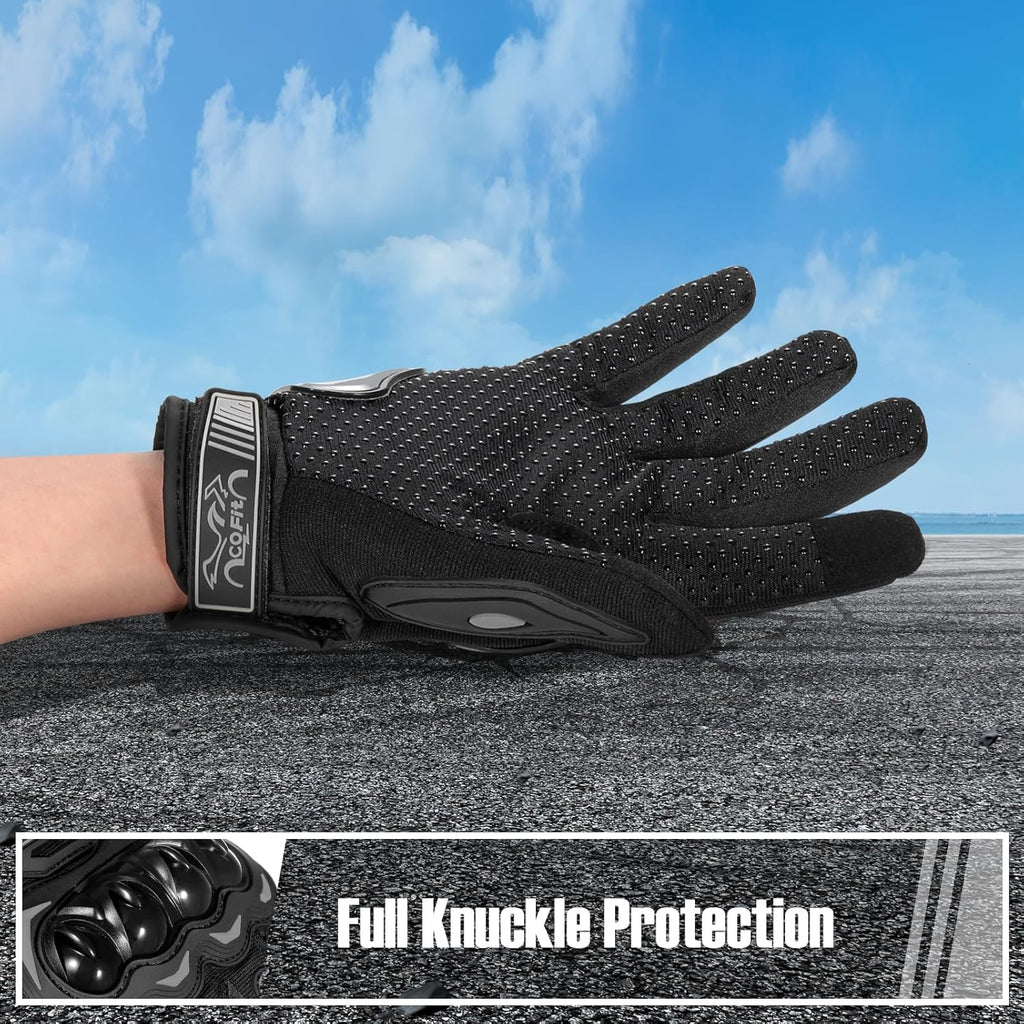 COFIT Motorcycle Gloves Breathable, Touchscreen Motorbike Gloves Anti-Slip with Good Grip Hard Knuckles Protection for Men Women Motocross, BMX ATV MTB Cycling, Road Racing - Black XXL