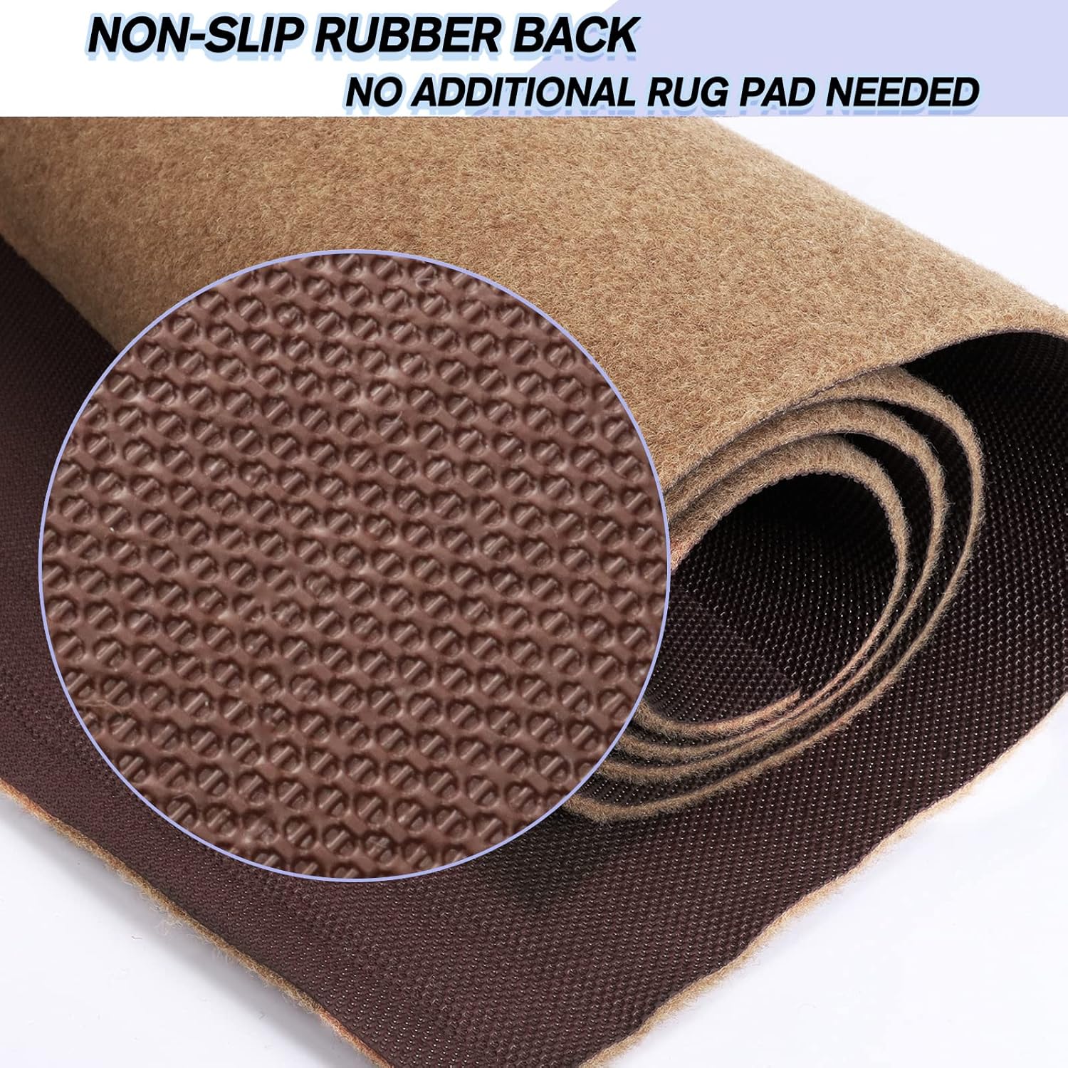 Custom Size Backed Non-Slip Area Rugs Runner, Easy Clean, Waterproof Runner Rugs for Hallway Entryway, Kitchen, Laundry, 4FT x 33FT, Beige