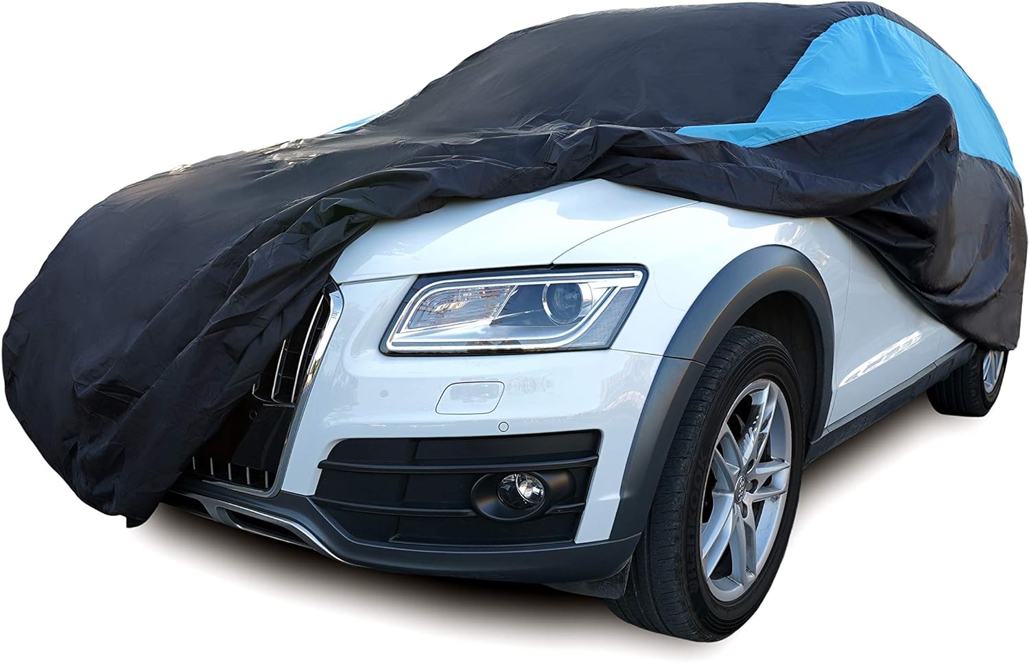MORNYRAY Waterproof Car Cover All Weather Snowproof UV Protection Windproof Outdoor Full SUV Car Cover, Universal Fit for SUV (Fit SUV Length 211-221inch, Blue)