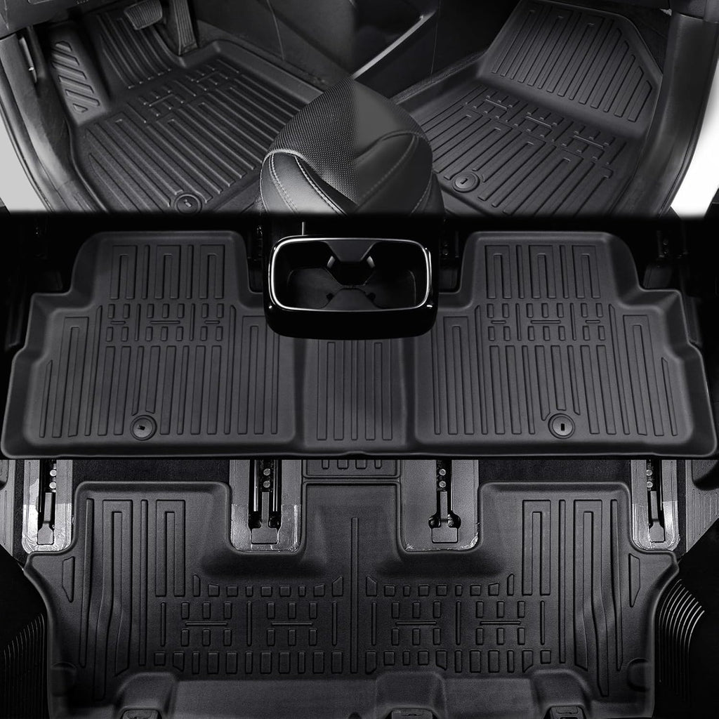 Floor Mats for Kia Telluride 2020-2024 2025 7-seat/8-seat Trunk Mat with Backrest Mat, All Weather TPE Cargo Liner Back Seat Cover Protector for 2025 Kia Telluride Car Accessories
