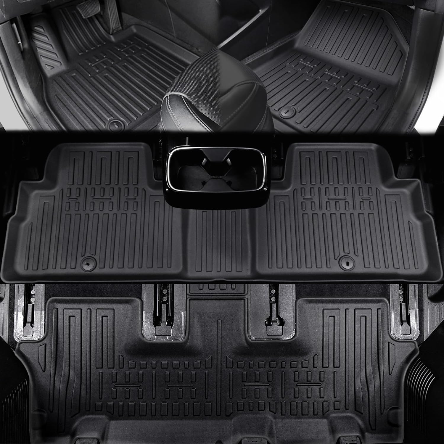 Floor Mats for Kia Telluride 2020-2024 2025 7-seat/8-seat Trunk Mat with Backrest Mat, All Weather TPE Cargo Liner Back Seat Cover Protector for 2025 Kia Telluride Car Accessories
