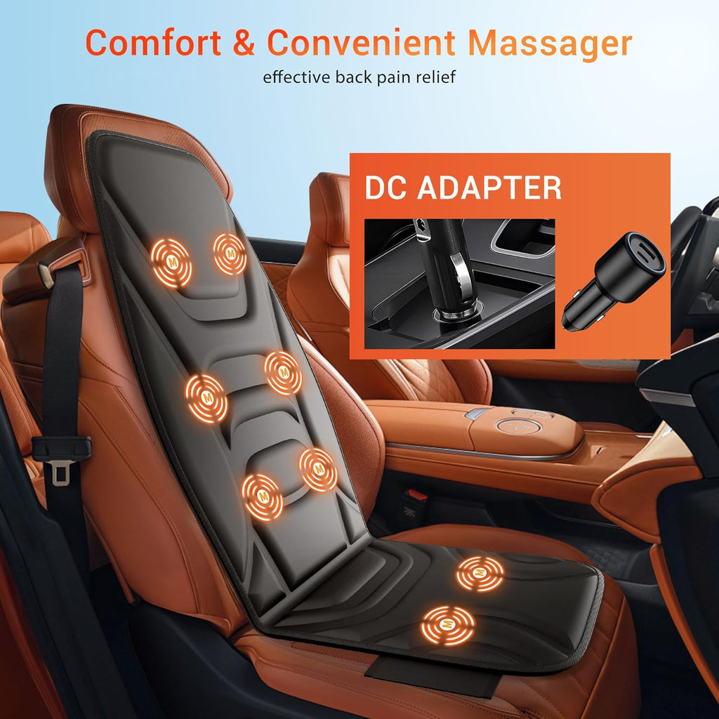 Massage Seat Cushion with Heat, Back Massager for Pain Relief Deep Tissue, Vibration Massage Chair Pad, Chair Massager for Home Office Use, Gifts for Men & Women