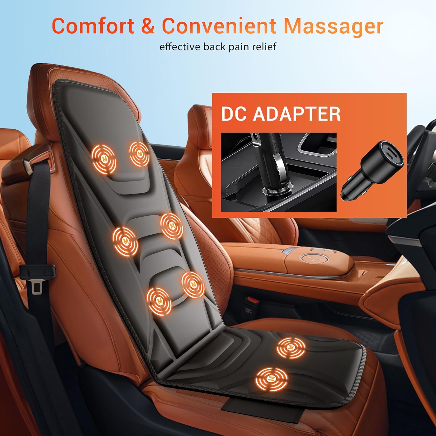 Massage Seat Cushion with Heat, Back Massager for Pain Relief Deep Tissue, Vibration Massage Chair Pad, Chair Massager for Home Office Use, Gifts for Men & Women