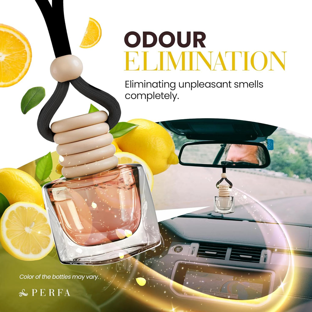 Car Air Fresheners - Citrus Zest Car Air Fresheners for Men | Pack of 2 Long Lasting Car Air Freshener | Odor Eliminator Car Perfume Diffuser with Essential Oils | Car Air Freshener Vent Clip by Perfa