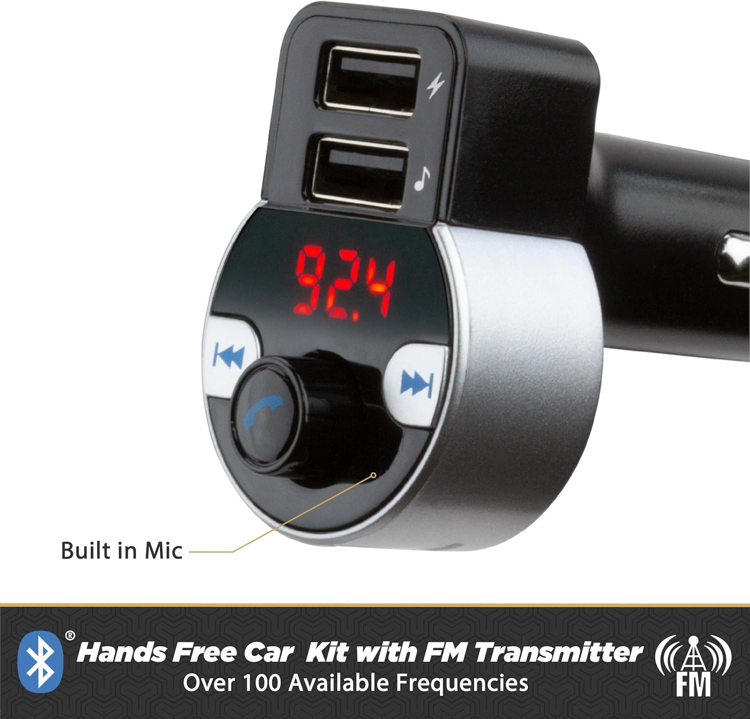Scosche SBTFM4-XCES0 Select Bluetooth 5.0 FM Transmitter w/ Dual USB Charger Ports, & Digital LED Display, Wireless Radio Bluetooth Audio Adapter, Hands-Free Car Kit for Phone Calls & MP3 Music Player