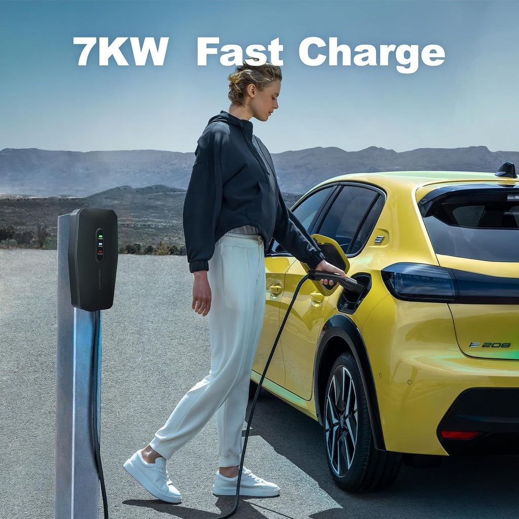 Level 2 EV Charger for Tesla 32Amp, 7KW Electric Vehicle Portable Charger with 20FT Cable, Home EV Charging Station for Tesla, 240V NEMA 14-50 Plug