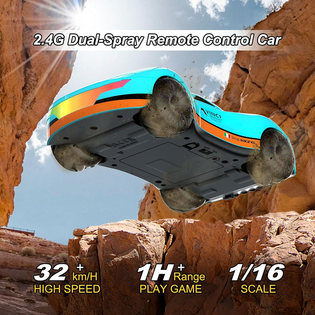 Drift Car, High-Speed Remote Control Cars, Rc Drift Cars for Adults, 32+ km/H, 1:16 Scale, Self-Spray, Infinity Color Lamp, 1200mAh Battery, Racing Level Operation, Gift for Kids/Adults (Blue)