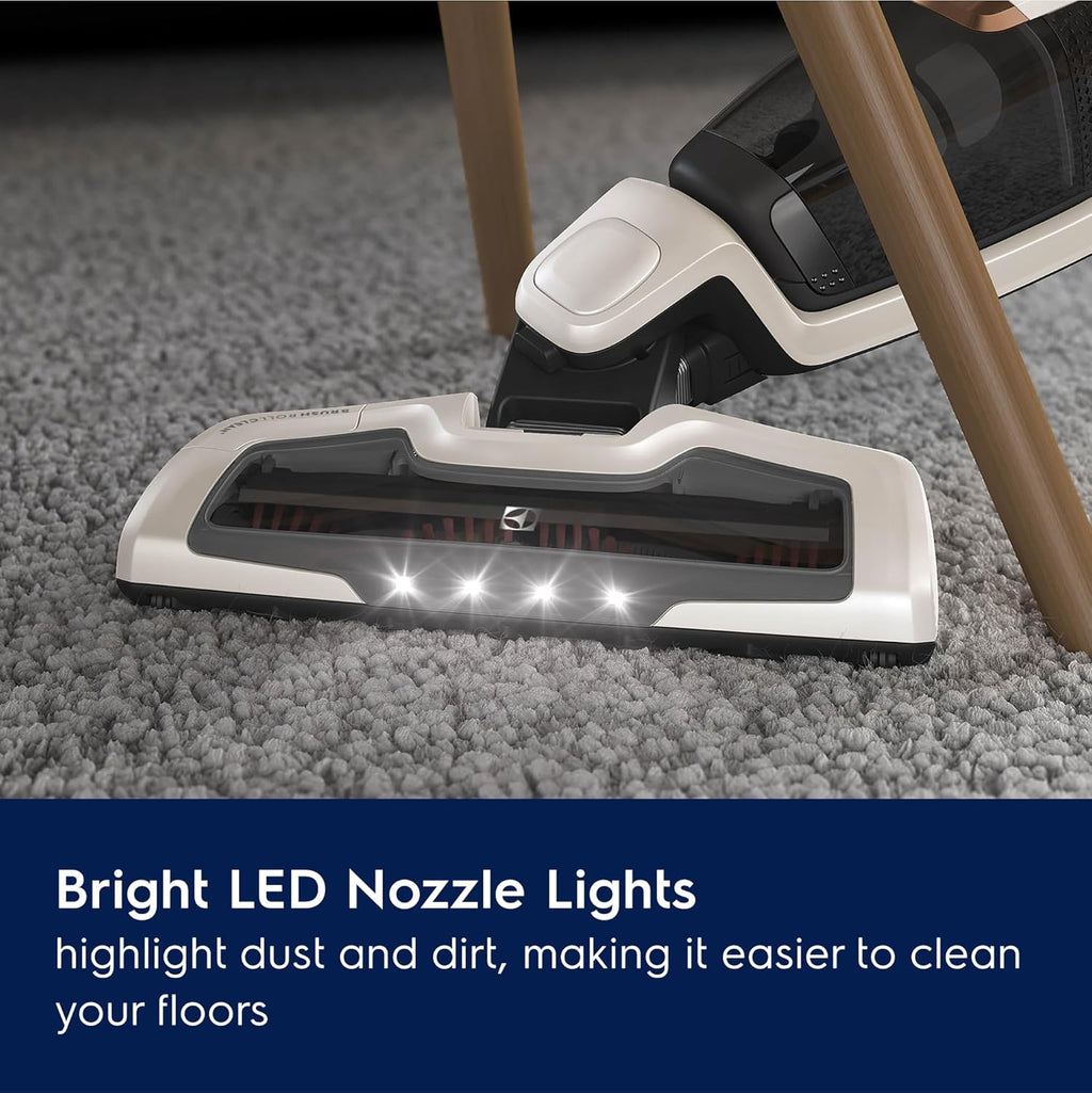 Electrolux Ergorapido Cordless 2-in-1 Vacuum Cleaner with High Suction Power and 180-Degree EasySteer Mobility, 48-Minute Run Time, 2 Power Modes, Satin White
