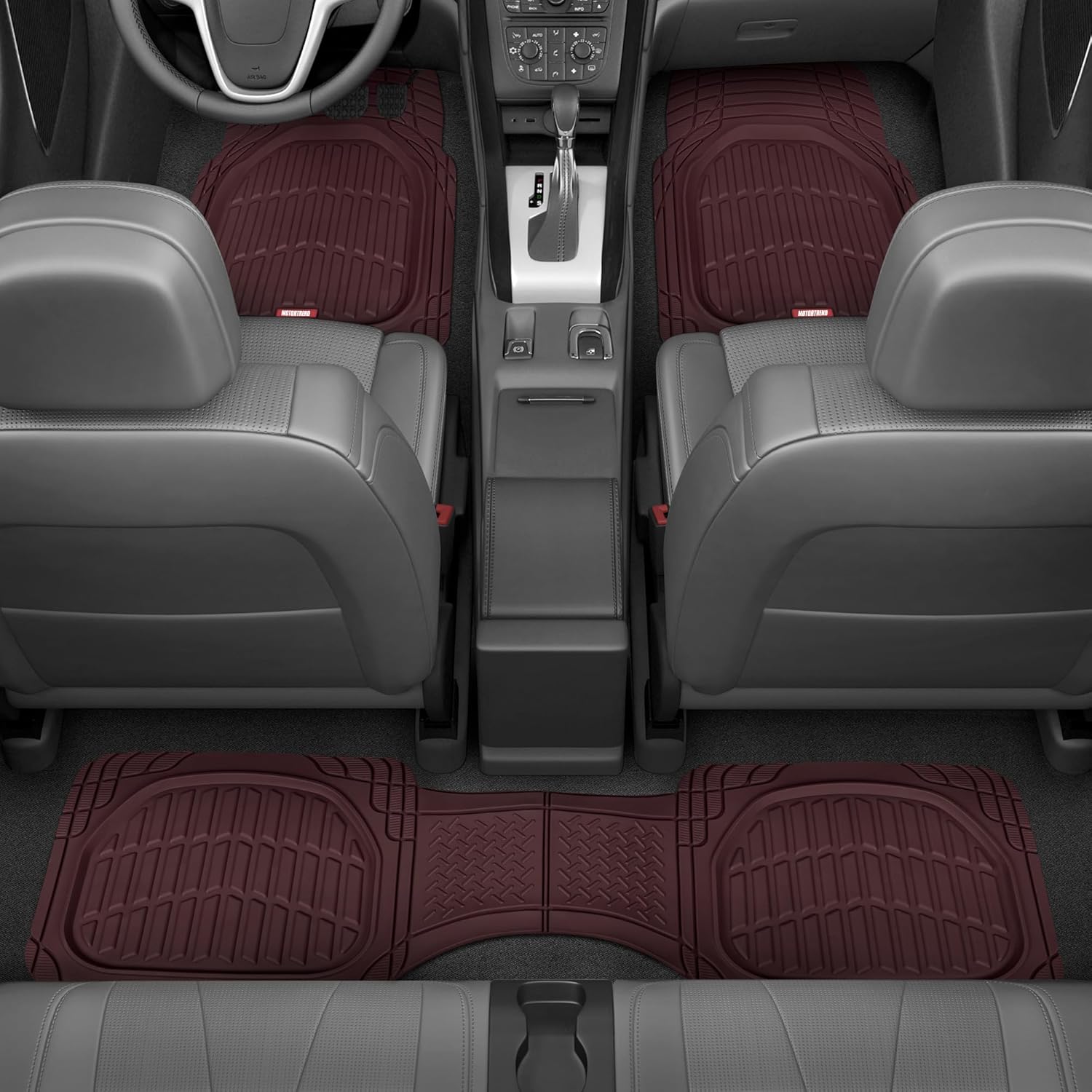 BDK Red All Weather Heavy Duty Car Floor Mats Interior Liners for Auto Van Truck SUV, Heavy Duty All Weather Protection, Fits Front & Rear