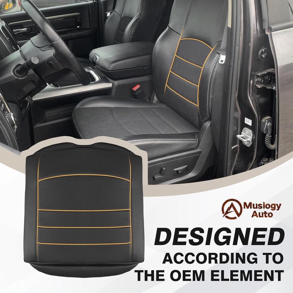Muslogy Center Console Armrest Cover Compatible with Dodge Ram1500/2500/3500 2013-2018 Comfort Armrest Pad Arm Rest Cushion Vegan Leather Protector 1-Inch Extra Thick(Bucket Seat ONLY)