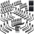 3-H Garage Wall Hooks 60 Pack, Heavy Duty Garage Hooks with Extra Welding Spots, Wall Mount Storage Organizer for Hanging Garden Lawn Tools, Ladder, Bike, WeedEater, Chair, Shovel, Blower (Black)