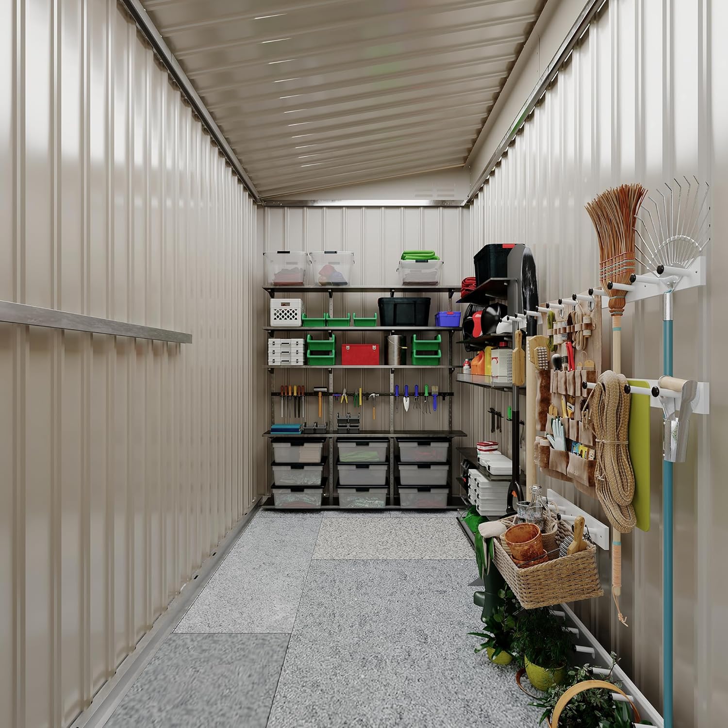 4×8 FT Lean to Storage Shed, Heavy-Duty Outdoor Metal Storage Shed, Garden Tool Metal StorageHouse W/Lockable Door and 2 Air Vents