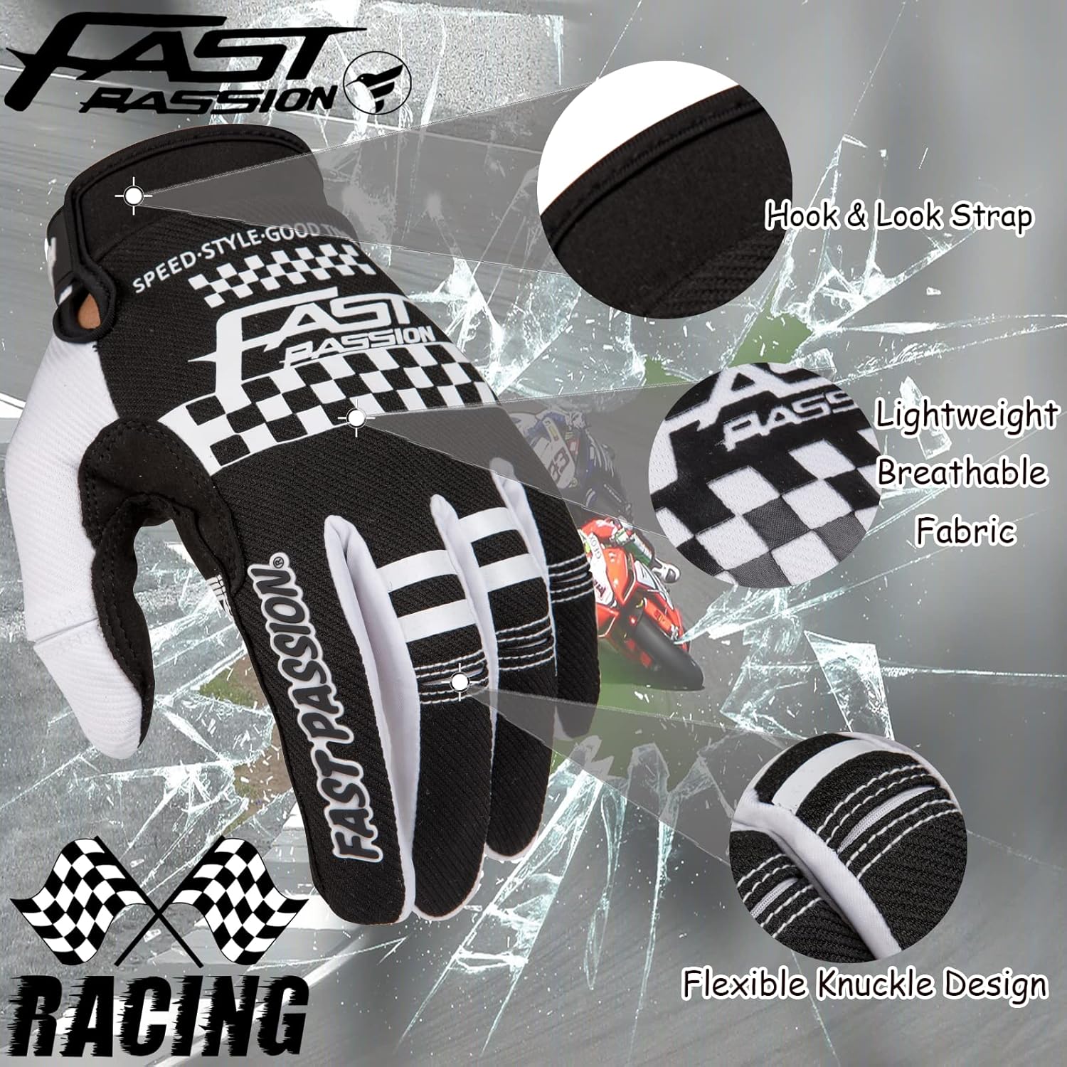 Motorcycle Gloves for Men/Women - Dirt Bike & Motocross Gloves with Anti-Slip ATV BMX MX MTB Riding Cycling Features