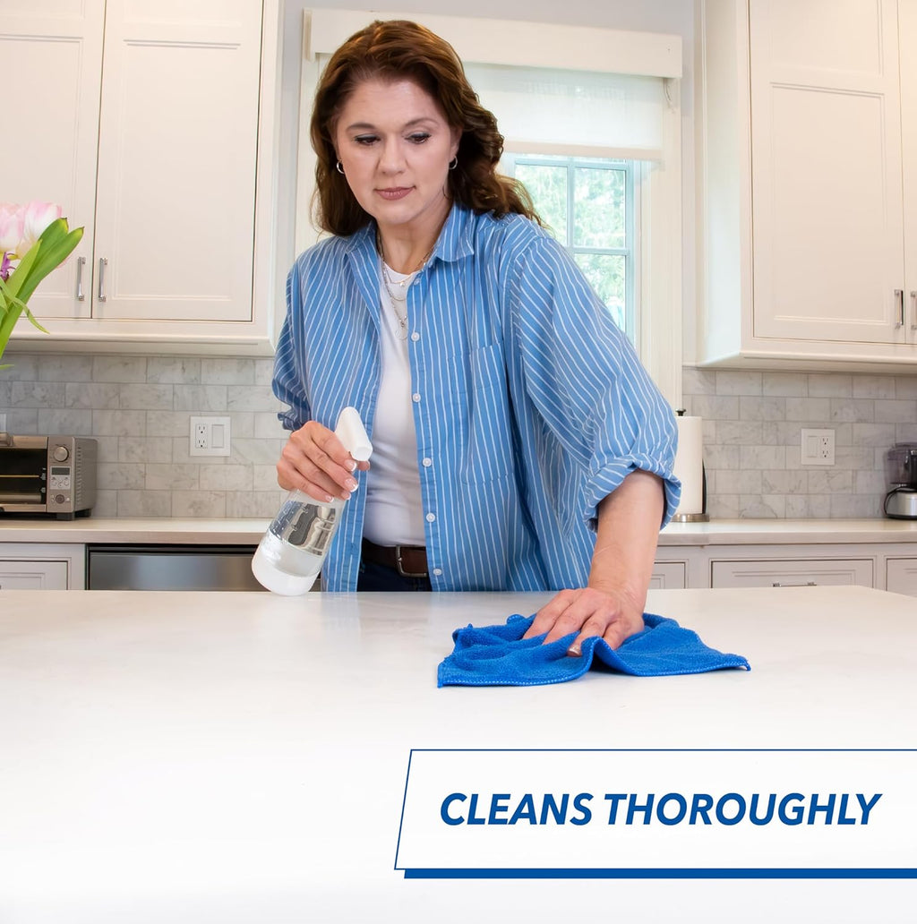Unger 12” x 12” All-Purpose Microfiber Cloths, 4 Pack, Wet and Dry Cleaning Towels for Kitchen, Furniture, Appliances, Electronics and Glass, Reusable with Less Lint and Streak-Free Results