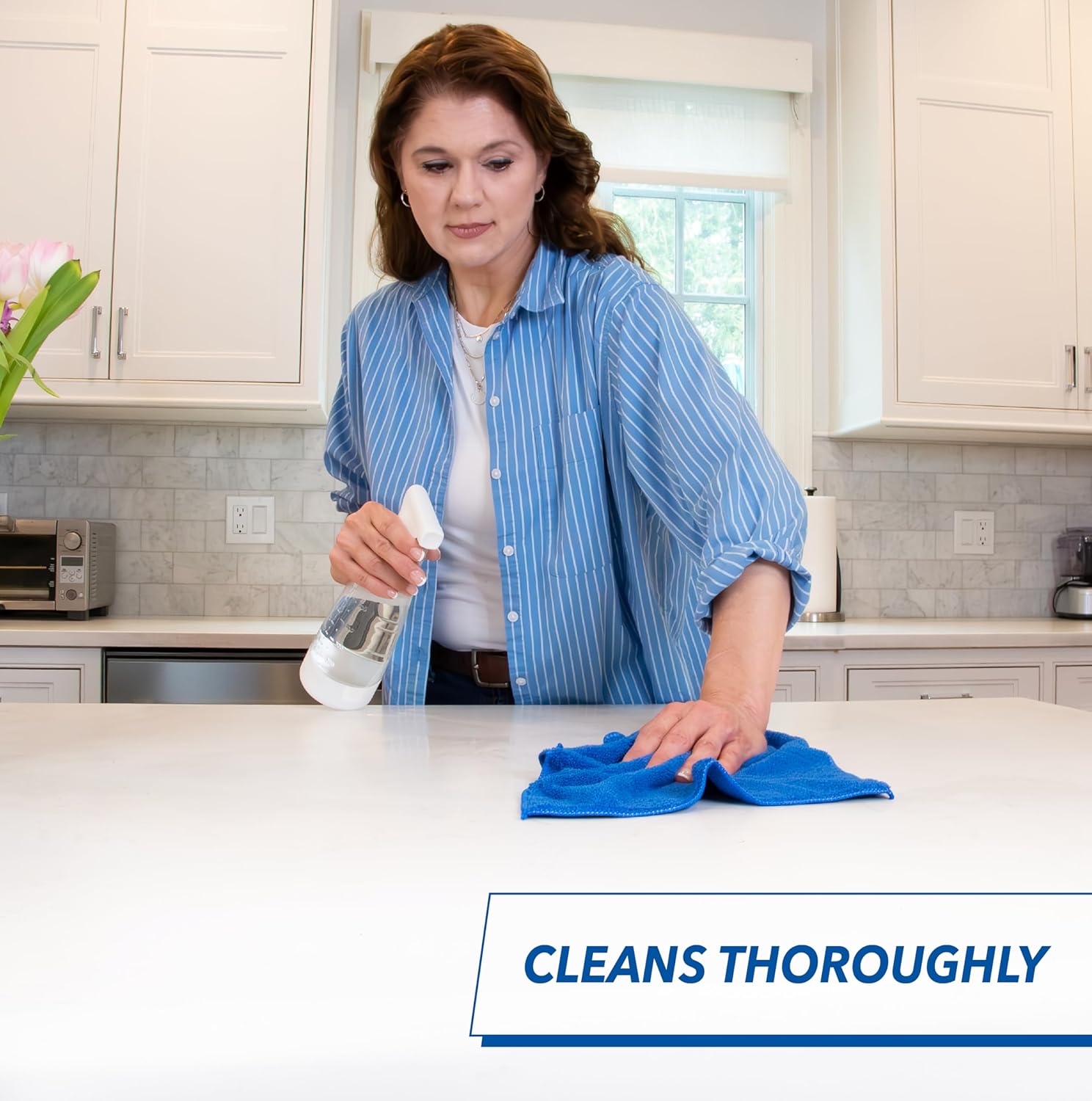 Unger 12” x 12” All-Purpose Microfiber Cloths, 4 Pack, Wet and Dry Cleaning Towels for Kitchen, Furniture, Appliances, Electronics and Glass, Reusable with Less Lint and Streak-Free Results
