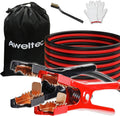 Jumper Cables 4 Gauge 25 Feet Battery Jumper Cables for Car -40℉ to 140℉ - Heavy Duty Booster Cables with Carry Bag, Safety Gloves and Iron Brush (4AWG x 25FT)