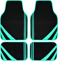 CAR PASS Mint Green Edge Leather Car Floor Mats, Universal Car Mats with Double Stitch Line and Anti-Slip Backing Design, for Cute Girly Women, Fit 95% Automotive,SUVs,Sedan,Vans (Black and Mint)
