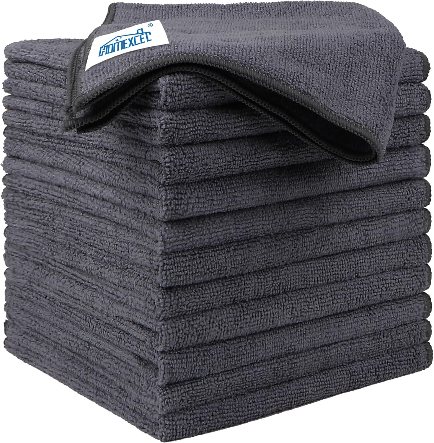 HOMEXCEL Grey Microfiber Cleaning Cloth 6 Pack, 12.5 x 12.5 inch Microfiber Towels for Cars, Ultra Absorbent Car Washing Cloth, Lint Free Streak Free Cleaning Rags for Car, Kitchen, and Window