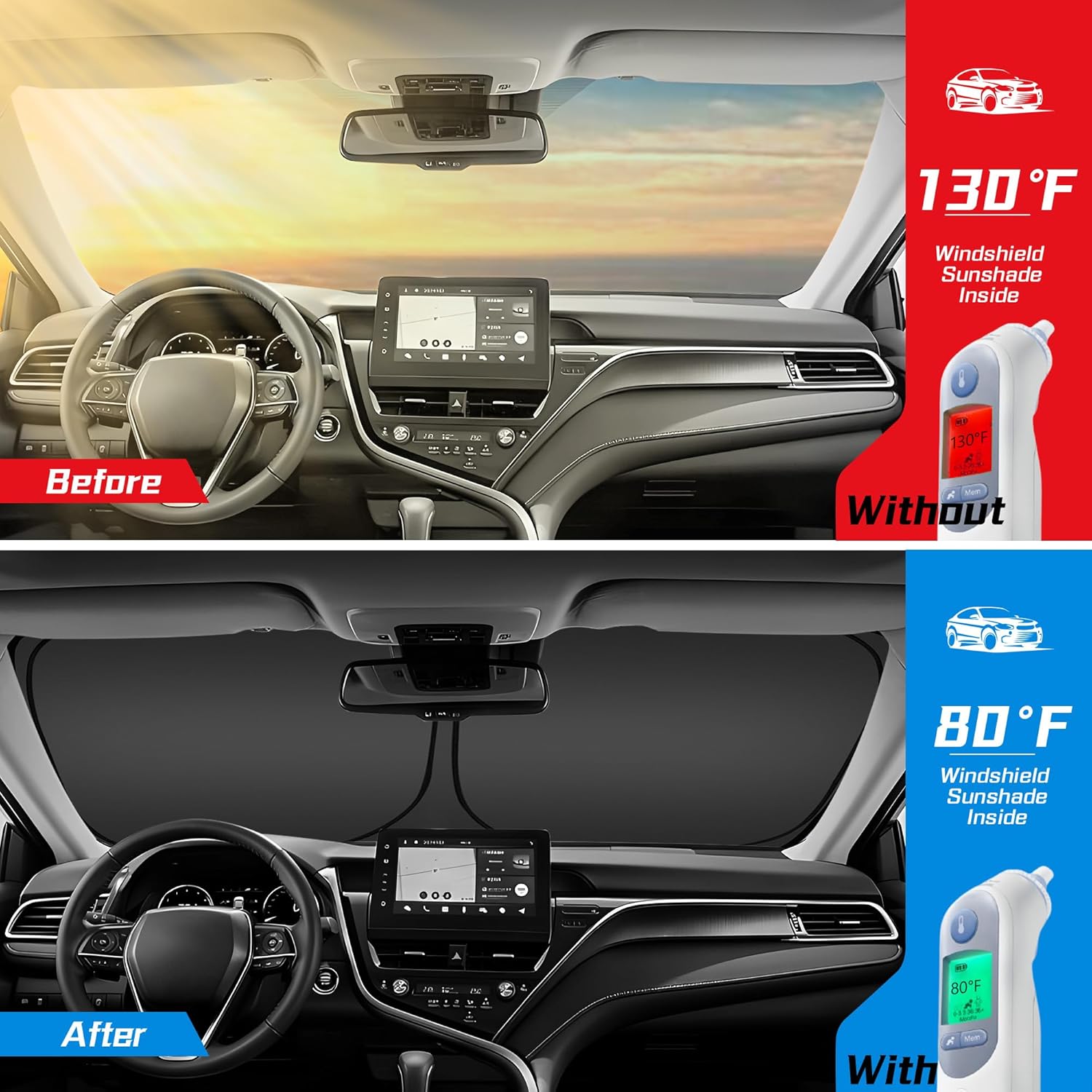 ARISMOTOR Windshield Sun Shade for Toyota Grand Highlander 2024-2025 2026, Custom Fit Foldable Front Window Sunshade Sun Visor Protector, Block UV Rays Keep Your Car Cooler