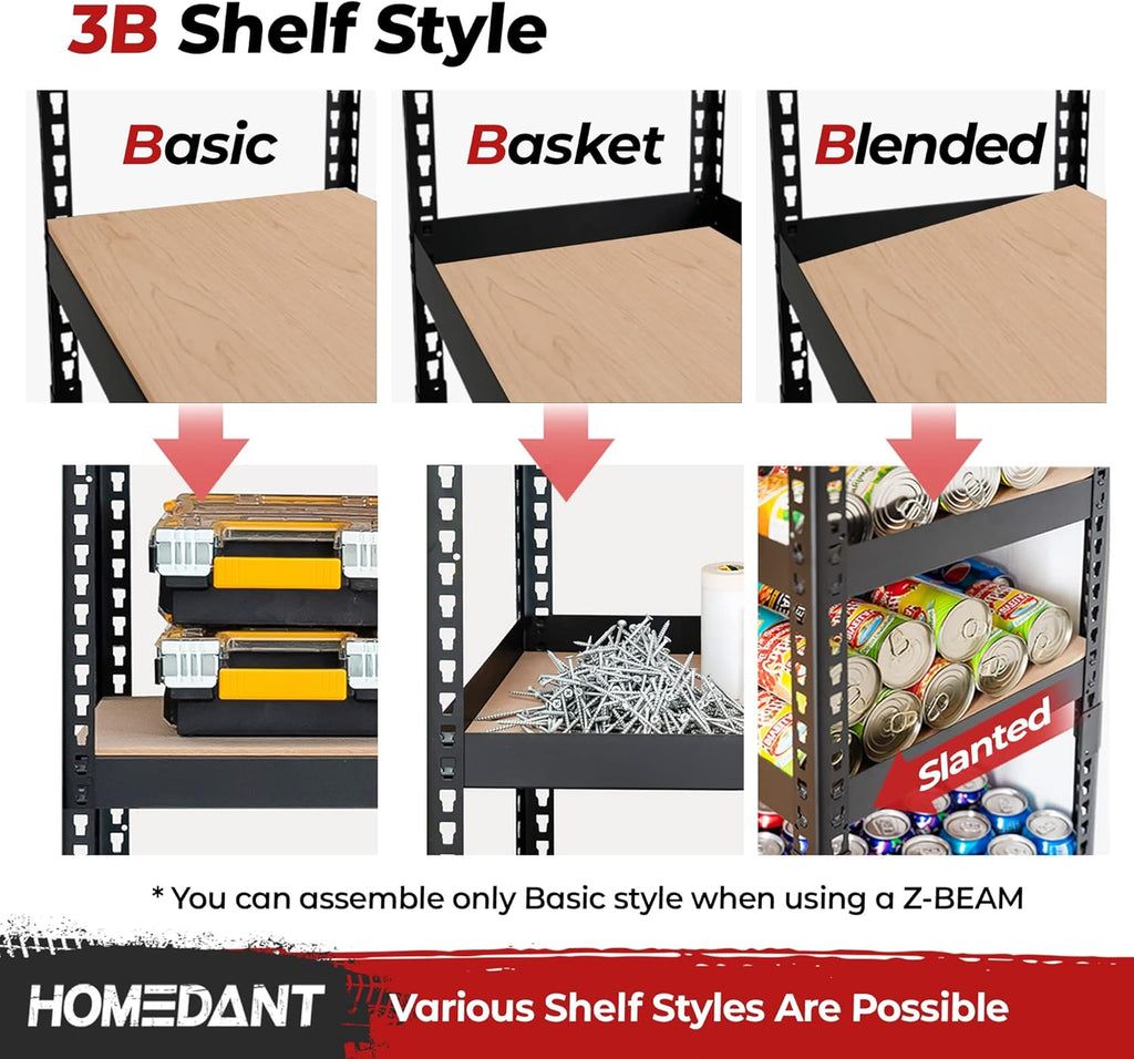 HOMEDANT 5-Tier Laminated Boltless Heavy Duty Metal Shelving Unit Adjustable Garage Storage Utility Rack Shelves Organization Shelf Warehouse Industrial 39.8" W x 18.2" D x 71.3" H 10Pack