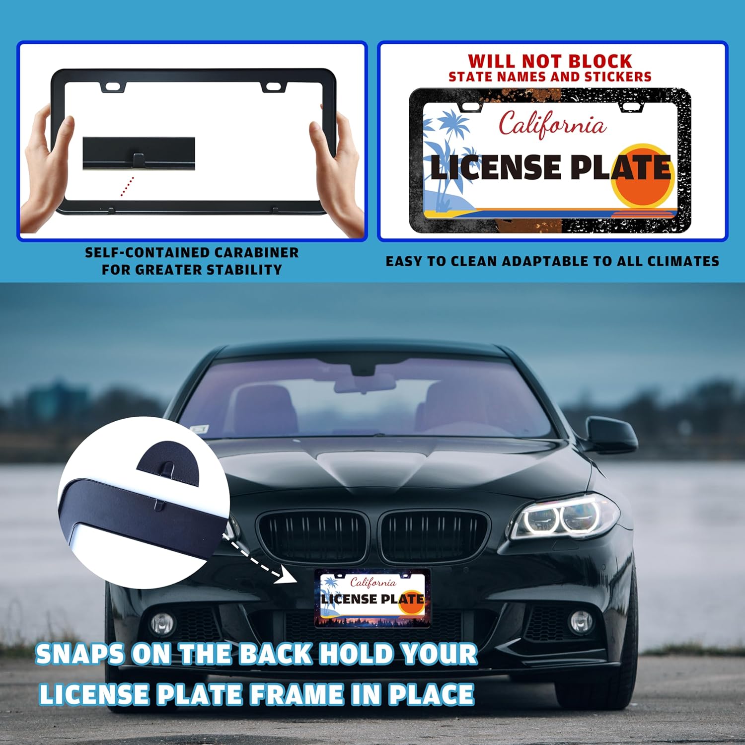 Starry Sky Galaxy License Plate Frame Beautiful Night Forest Funny License Plate Holder for Front or Rear Car Tags Durable Stainless Steel Car Decoration with Screws 6.3 X 12.2 in for Men Women